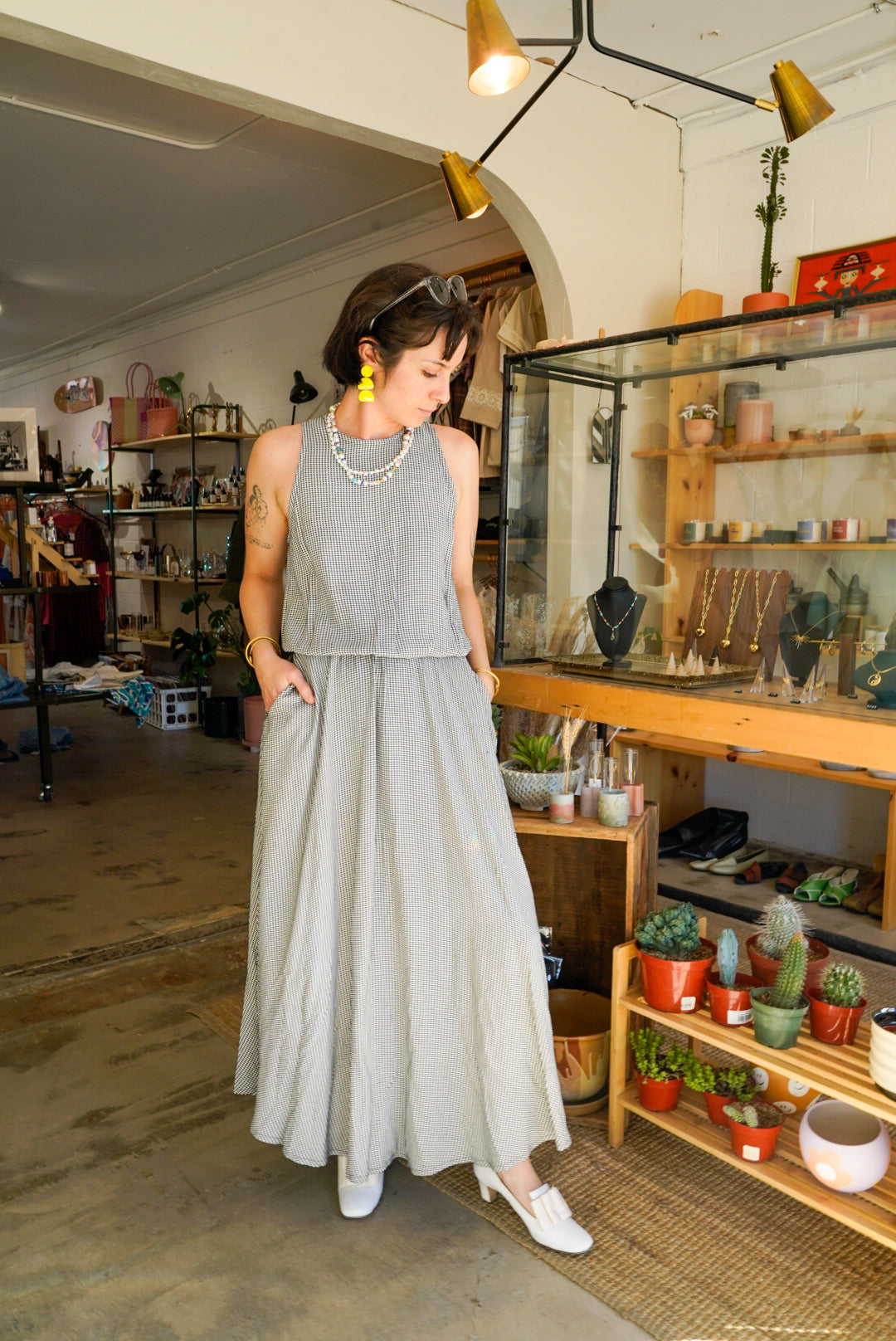 90’s Black and White Maxi Dress