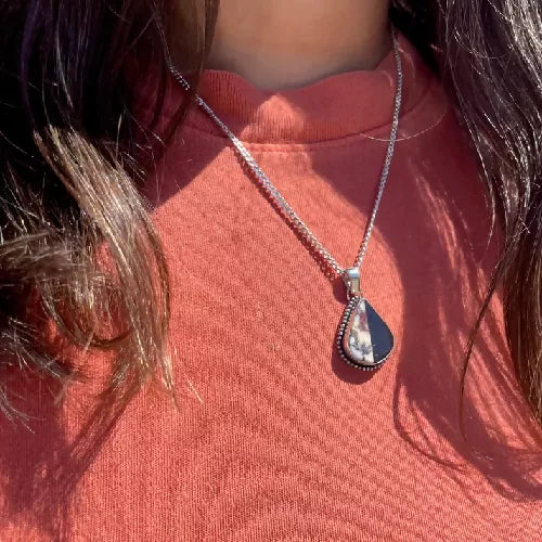 Onyx/Wild Horse Intarsia Pendant Necklace