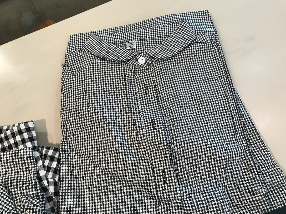 wang yi ge herringbone dress blk and white