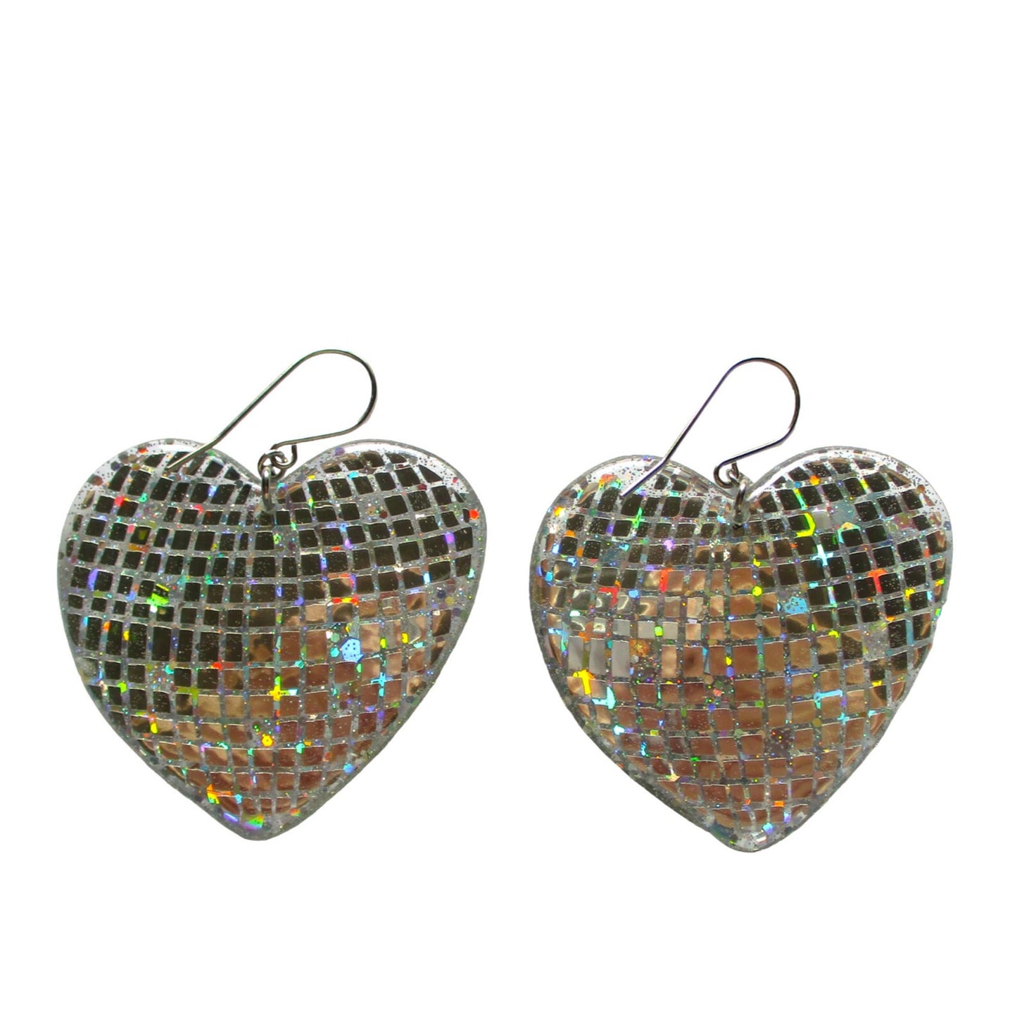 Discoball Heart Earrings