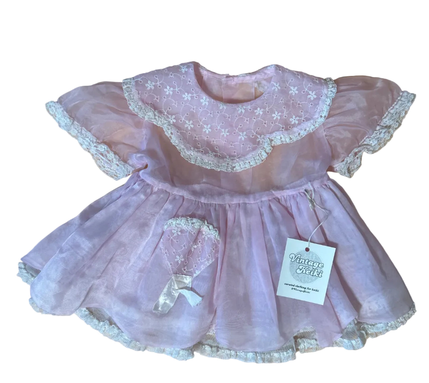 Sheer Pink Baby Dress Vintage Keiki