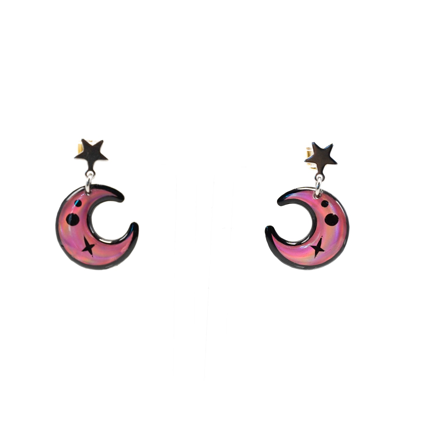 Holographic Moon Earrings