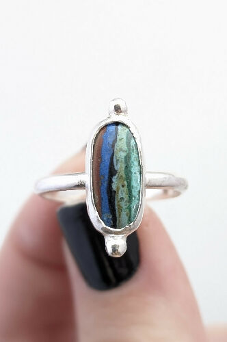 Rainbow Calsilica Ring, Size 9