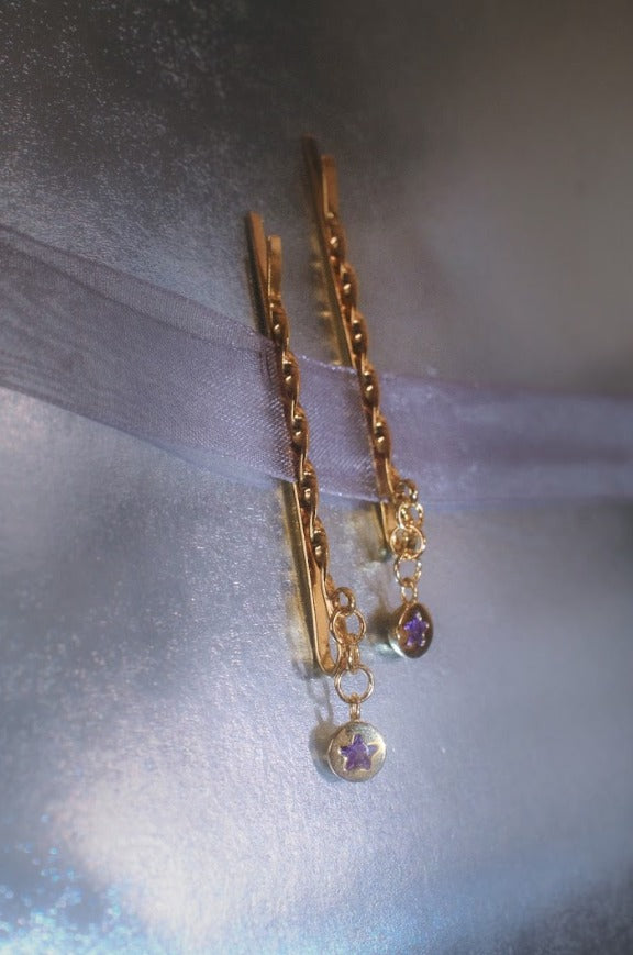 Violet Star Bobby Pins