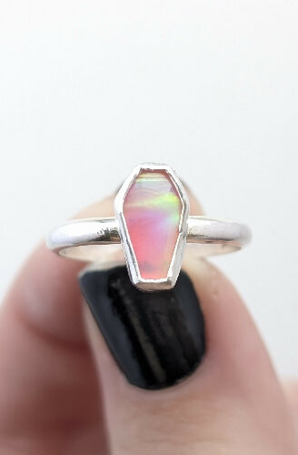Aura Opal Coffin Ring, Size 6.5