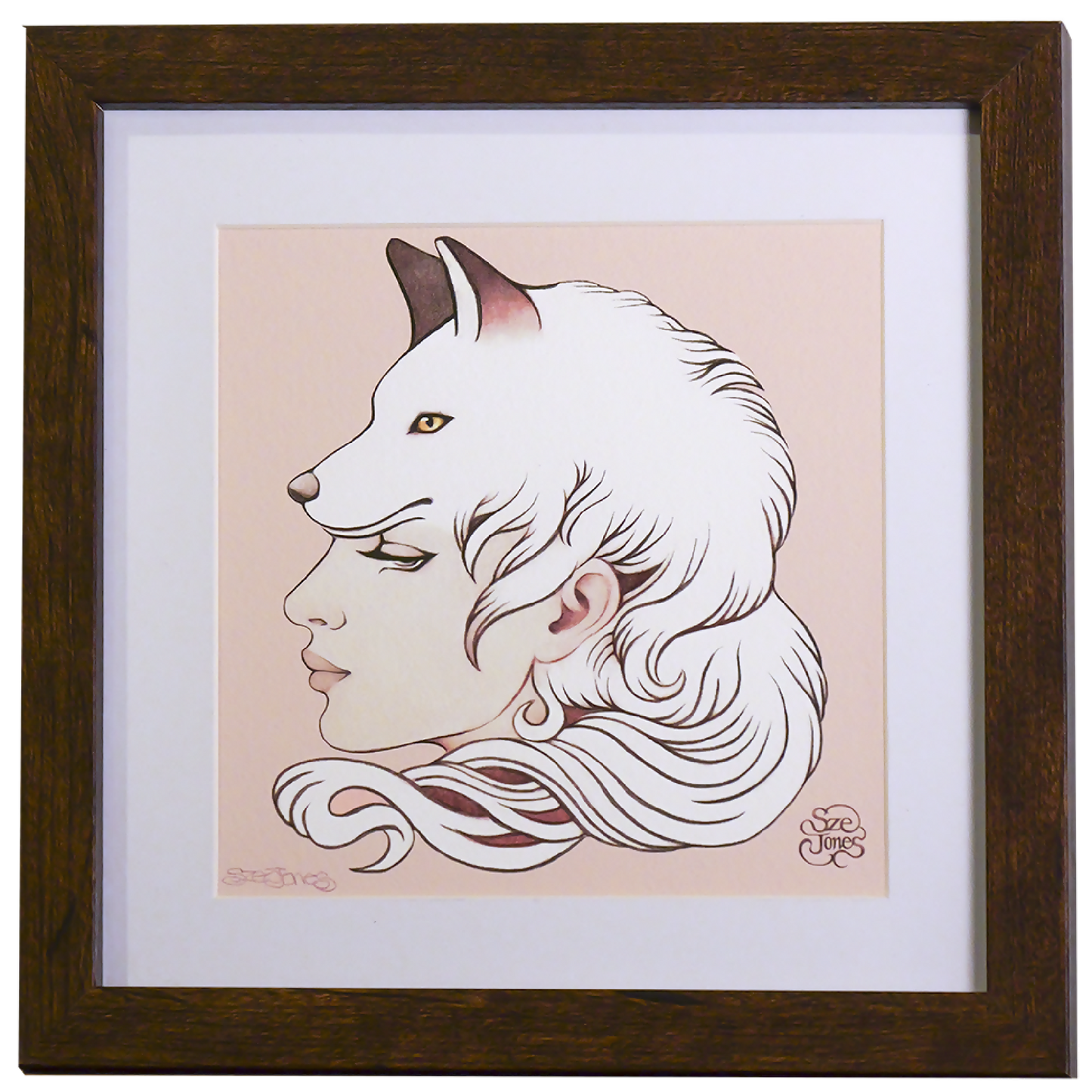 Wolf Girl - Wood Frame ( 8"W x 8"H )