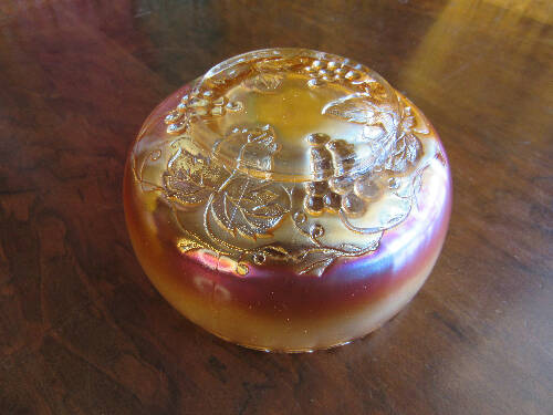 Marigold Carnival Glass Bowl Grape and Cable Pattern