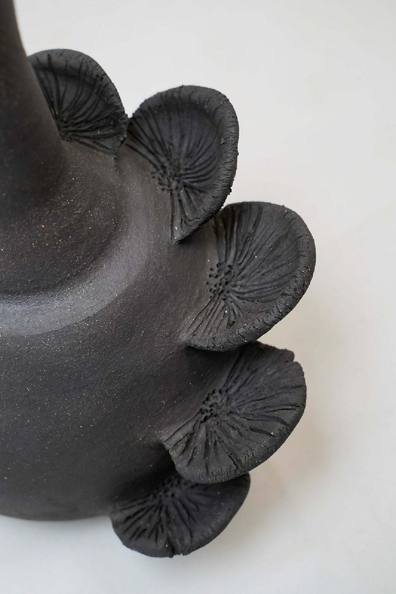 Handmade Black Ceramic Mushroom Vase – 7.5"