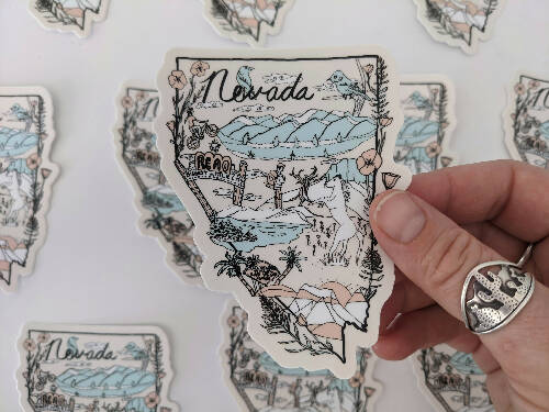 Nevada Waterproof and durable vinyl sticker and decal sized 3x4"