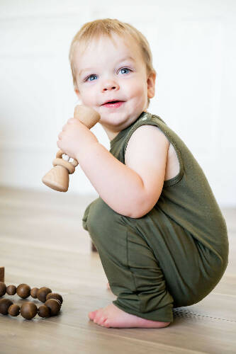 Baby Momper Romper in Olive Green