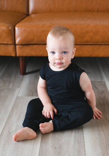 Baby Momper Romper in Black
