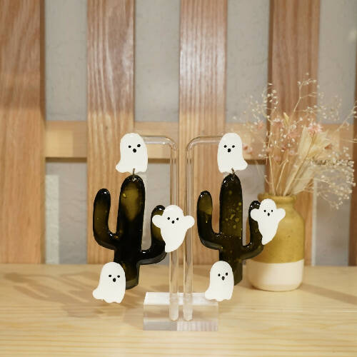 Large Ghost Cactus Earrings