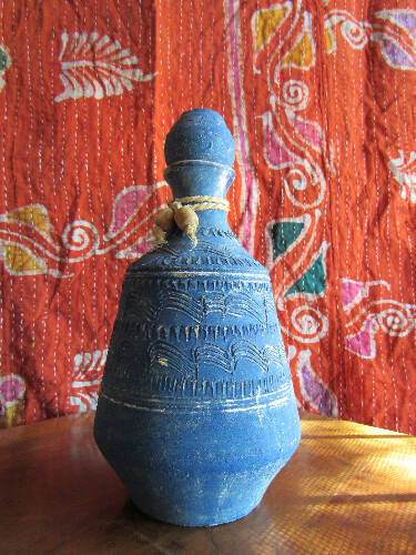 Blue and White Textured Bottle