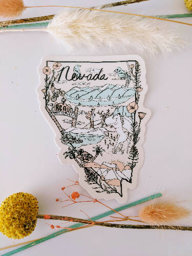 Nevada Waterproof and durable vinyl sticker and decal sized 3x4"