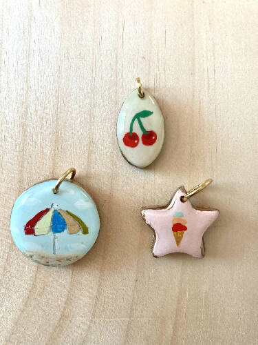 clay charms/cherry/umbrella/ice cream