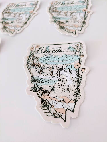 Nevada Waterproof and durable vinyl sticker and decal sized 3x4"