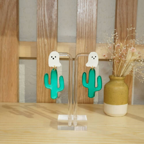 Small Ghost Cactus Earrings