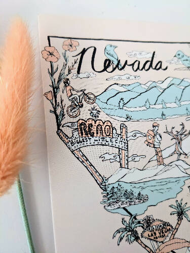 Nevada Postcard, State Postcard, Nevada Stationary, A6 Print, 4x6" Print