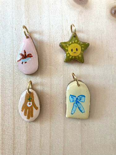 Handmade charms/bird/sun/hand with flower/bow
