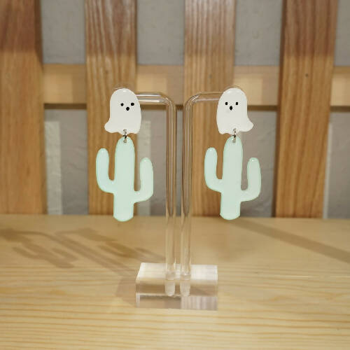 Small Ghost Cactus Earrings