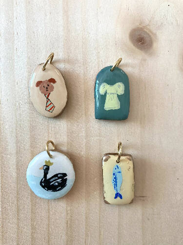 Handmade charms/dog/dress/swan/fish