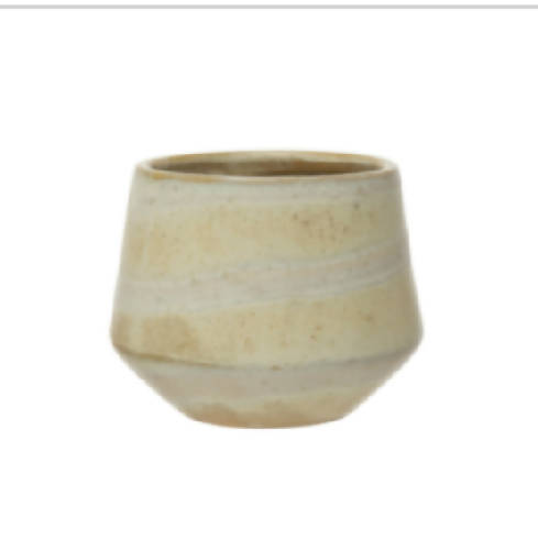Stoneware marbled planter