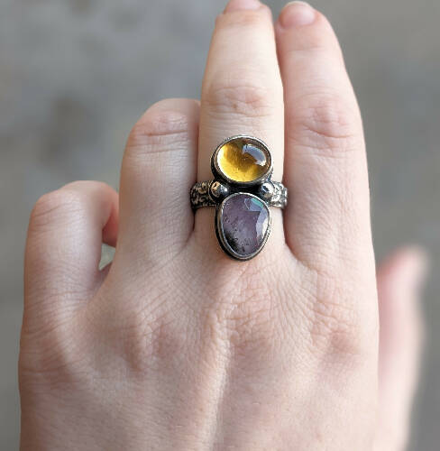 Super 7, Citrine Ring Sterling Silver Size 6