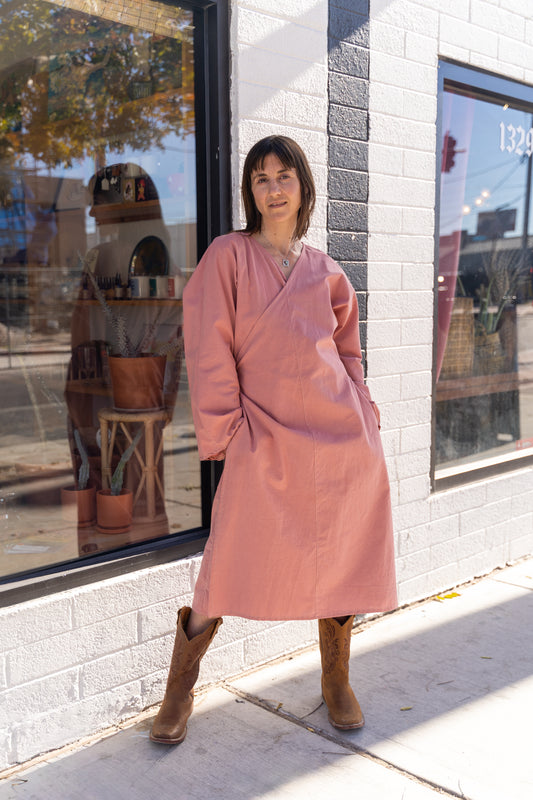 Wrap Dress - long sleeve- pink