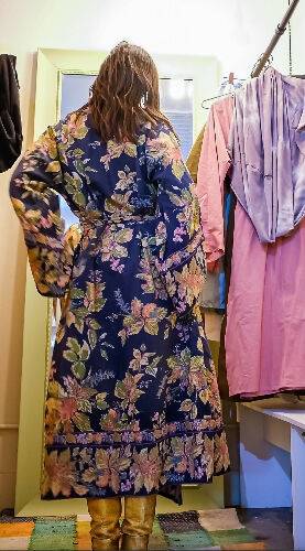 Wrap Dress - long sleeve- leaves