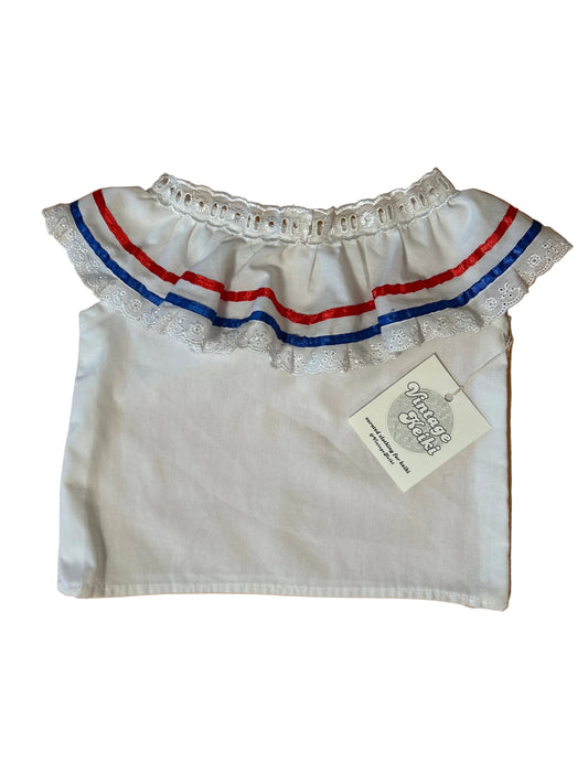 Vintage Keiki White Ruffle Top
