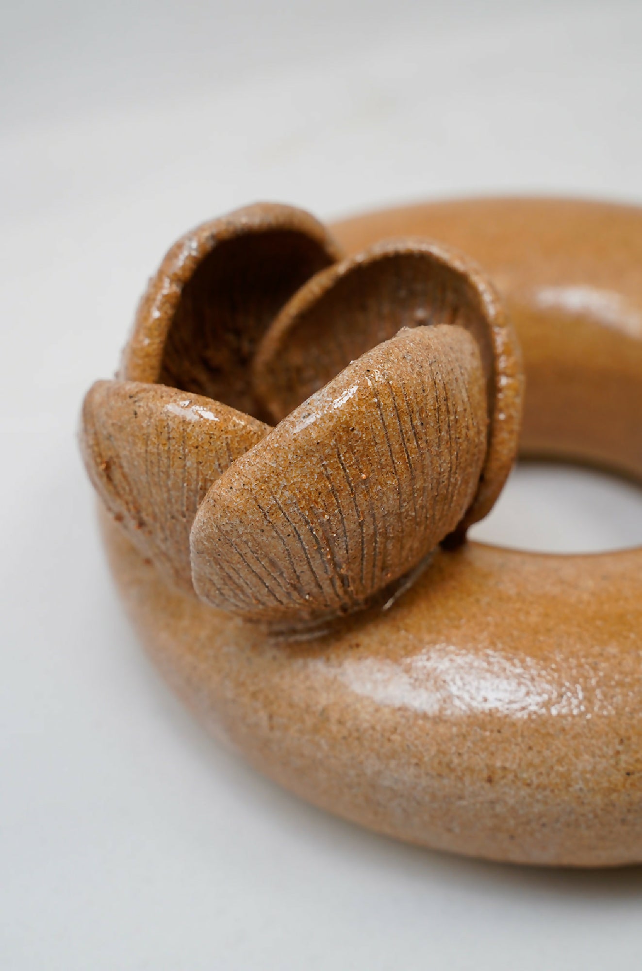 Handmade Ceramic Mushroom Donut Vase – 6.5"