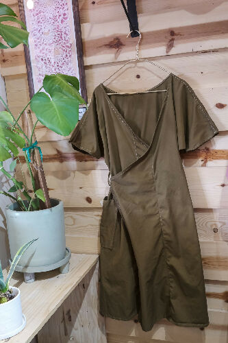 Wrap Dress - short sleeve- green