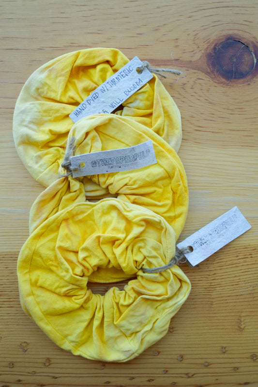 Yellow Hand-dyed Scrunchies: Turmeric