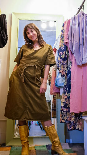 Wrap Dress - short sleeve- green