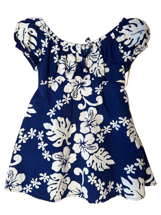 VINTAGE KEIKI LEI ALOHA BLUE FLOWER DRESS