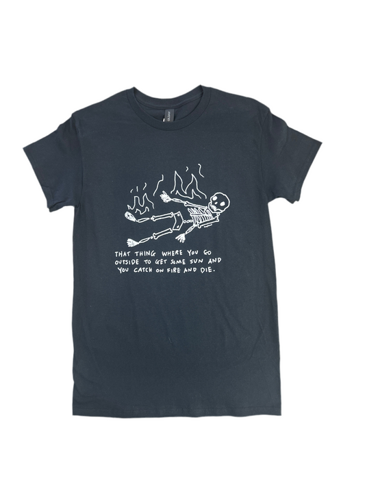 Skeleton on fire tee