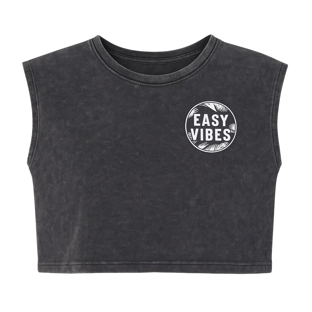 Acid Wash Cropped Muscle Top