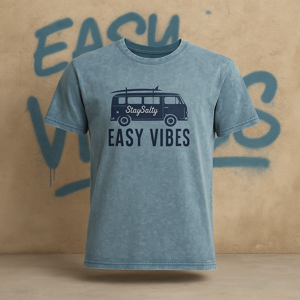 Acid Wash Tee Stay Salty Surf Van