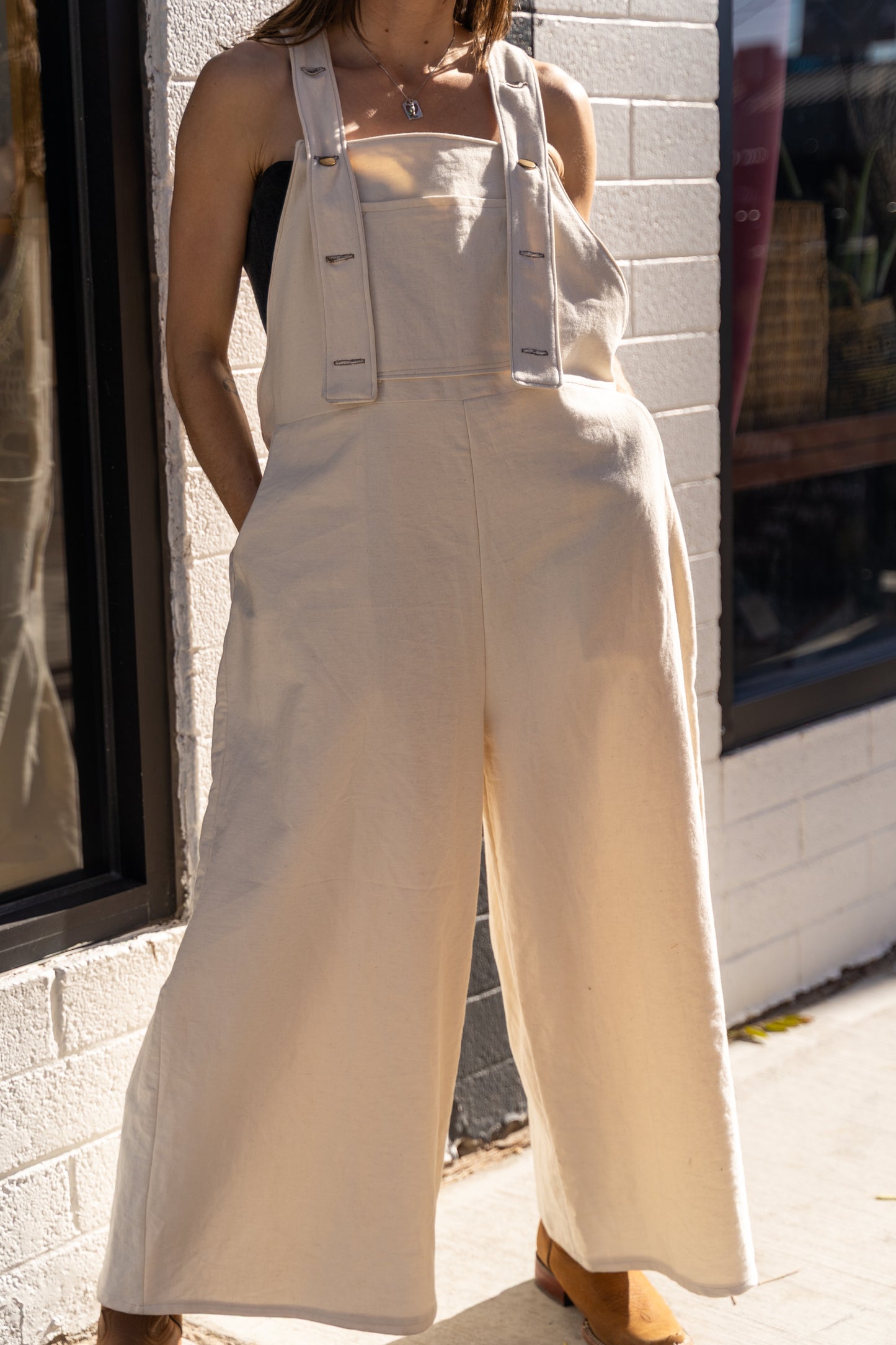 The Oasis Overalls- In Brown Canvas - Medium