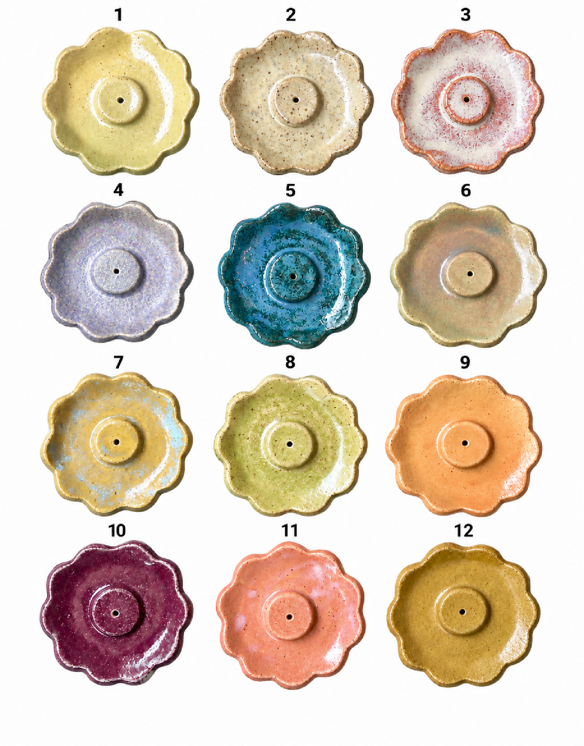 Handmade Ceramic Flower Incense Holder – Stick & Cone