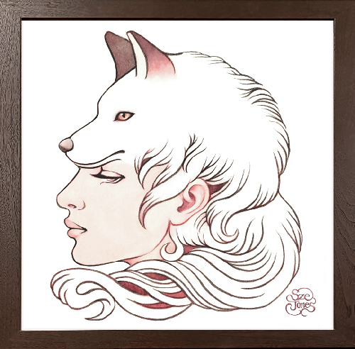 Wolf Girl - Wood Frame ( 8"W x8"H )
