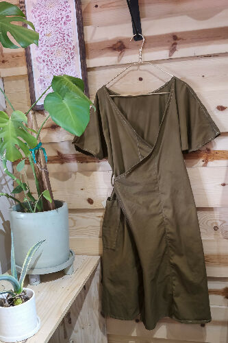 Wrap Dress - short sleeve- green