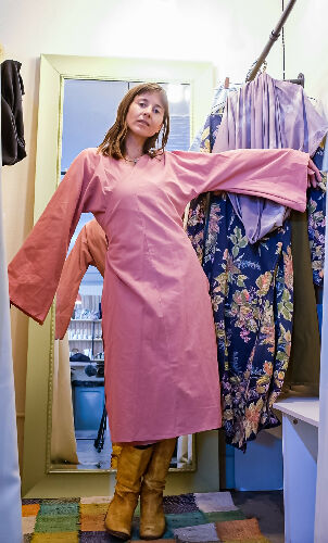 Wrap Dress - long sleeve- pink
