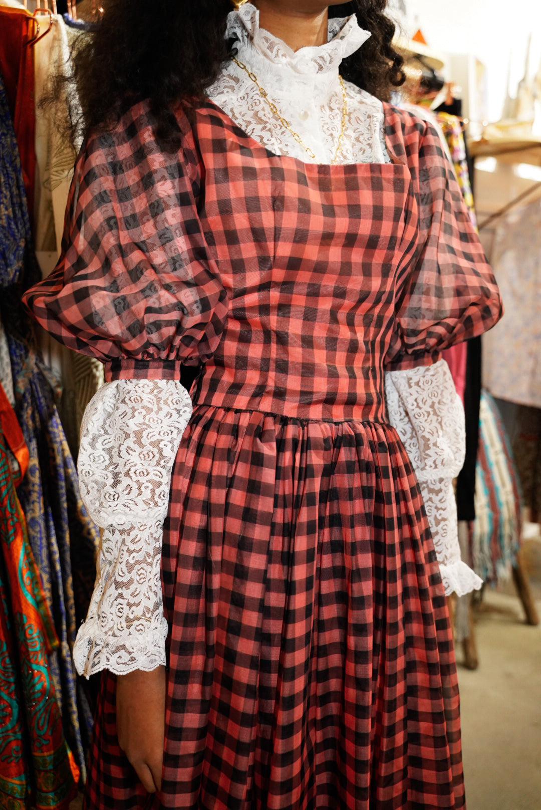 60’s Red and Black Maxi Dress