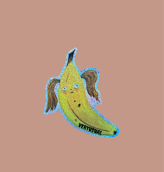 Glitter Banana pigtails sticker