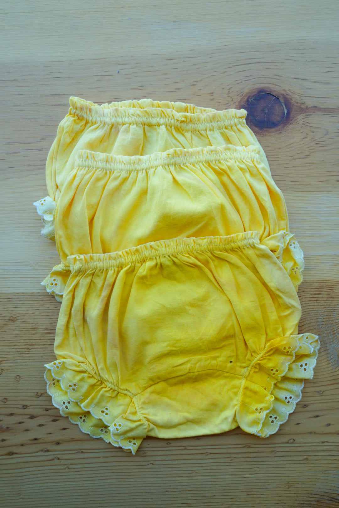 Yellow Hand-dyed Baby Bloomers: Turmeric