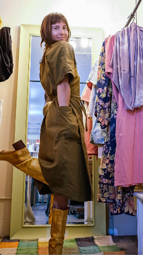 Wrap Dress - short sleeve- green