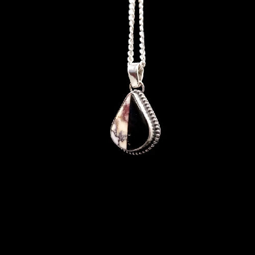 Onyx/Wild Horse Intarsia Pendant Necklace