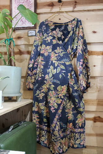 Wrap Dress - long sleeve- leaves
