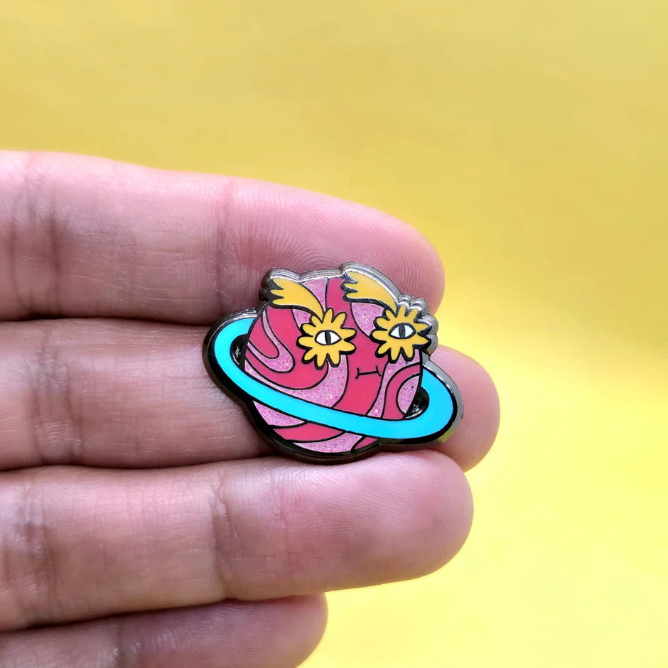 Saturn Green Morning Pin